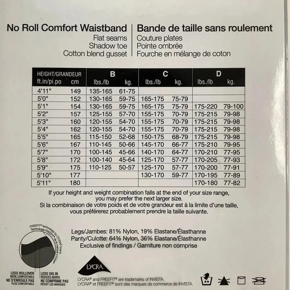 3/$25 SECRET Black No Roll Waistband Sheer Tights Size D - Picture 4 of 6